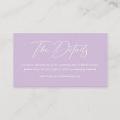 エレガント薄紫パープ結婚ルのウェブサイト エンクロージャーカード (正面)