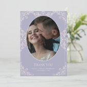 エレガント薄紫フランスのシックなヴィンテージ結婚式の写真 サンキューカード (スタンド正面)