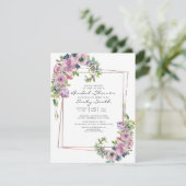エレガント薄紫フローラ幾何ブライダルシャワー 招待状 (スタンド正面)