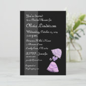 エレガント薄紫ブライダルシャワーの発表 招待状 (スタンド正面)