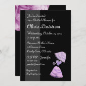 エレガント薄紫ブライダルシャワーの発表 招待状 (正面/裏面)