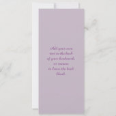 エレガント薄紫ブルーフローラクインセアニャブックマーク 招待状 (裏面)