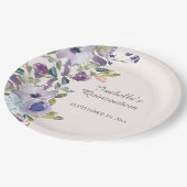 エレガント薄紫ブルーフローラ水平キンセアニラ ペーパープレート (アングル)