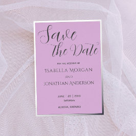 エレガント薄紫ミニマル紫色の結婚式の日付を保存 箔招待状