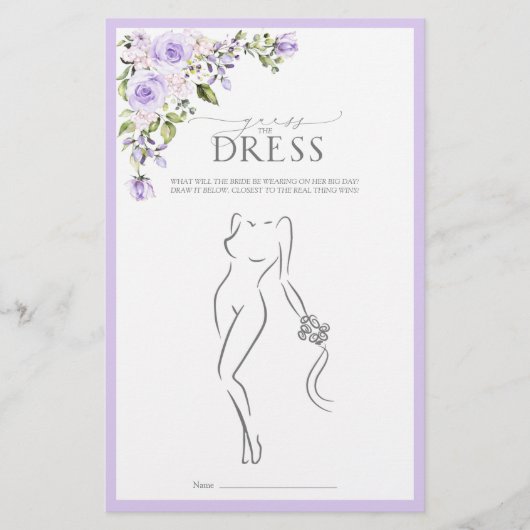 エレガント薄紫ラベンダーフローラブライダルシャワーゲーム (正面)