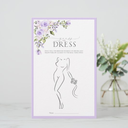 エレガント薄紫ラベンダーフローラブライダルシャワーゲーム (スタンド正面)