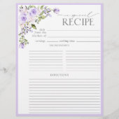 エレガント薄紫ラベンダーフローラブライダルシャワーレシピ (正面)