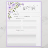 エレガント薄紫ラベンダーフローラブライダルシャワーレシピ (裏面)