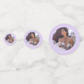 エレガント薄紫ラベンダーフローラブライダルシャワー コンフェッティ (裏面)