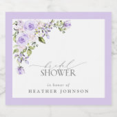 エレガント薄紫ラベンダーフローラブライダルシャワー スパークリングワインラベル (シングルラベル)