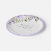 エレガント薄紫ラベンダーフローラブライダルシャワー ペーパープレート (アングル)