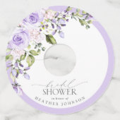 エレガント薄紫ラベンダーフローラブライダルシャワー ワイングラスタグ (裏面)