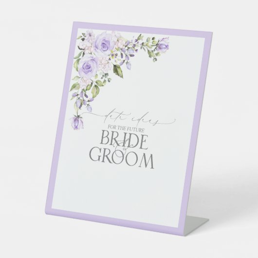 エレガント薄紫ラベンダーフローラ日付アイディア 台座サイン (正面)