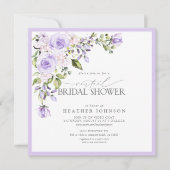 エレガント薄紫ラベンダー仮想ブライダルシャワーの招待 招待状 (正面)