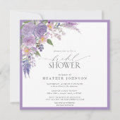 エレガント薄紫ラベンダー水彩ブライダルシャワーイン 招待状 (正面)