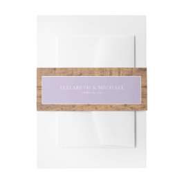 エレガント薄紫ラベ素朴ンウッドレース結婚ズ 招待状ベリーバンド