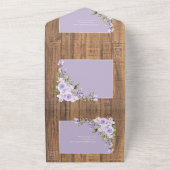 エレガント薄紫ラベ素朴ンウッドレ結婚ースAl オールインワン招待状 (外側)