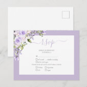 エレガント薄紫ラベ素朴ンダーレースウェディングRSVP インビテーションポストカード (正面/裏面)