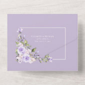エレガント薄紫ラベ素朴ンレ結婚ース オールインワン招待状 (裏面)