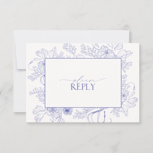 エレガント薄紫ラベ結婚ンダーフローラのQRコード 出欠カード (正面)