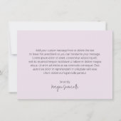 エレガント薄紫抽象芸術モダン花 サンキューカード (裏面)