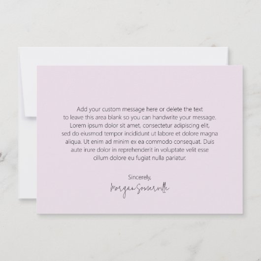 エレガント薄紫抽象芸術モダン花 サンキューカード (裏面)