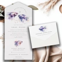 エレガント薄紫水彩沿岸魚結婚の