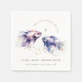 エレガント薄紫水彩沿岸魚結婚の スタンダードカクテルナプキン (正面)