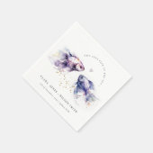 エレガント薄紫水彩沿岸魚結婚の スタンダードカクテルナプキン (角)