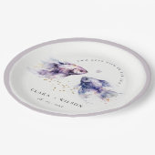 エレガント薄紫水彩沿岸魚結婚の ペーパープレート (アングル)