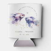 エレガント薄紫水彩沿岸魚結婚の 缶クーラー (正面)