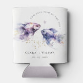 エレガント薄紫水彩沿岸魚結婚の 缶クーラー (裏面)