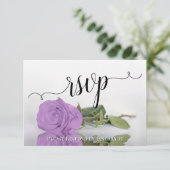 エレガント薄紫紫バラ反射結婚の 出欠カード (スタンド正面)