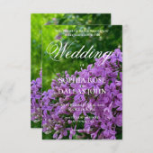 エレガント薄紫紫フローラ結婚式招待状 招待状 (正面/裏面)