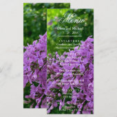 エレガント薄紫紫ラベンダーフローラのメ結婚ニュー メニュー (正面/裏面)