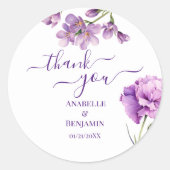 エレガント薄紫紫色の水色フローラ結婚の ラウンドシール (正面)