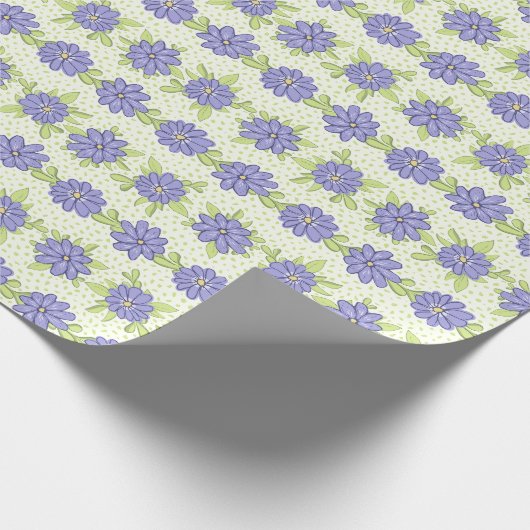 エレガント薄紫紫色の花春フローラ ラッピングペーパー (角)