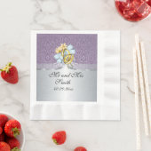 エレガント薄紫結婚の紙パーソナライズされたナプキン 縁ありランチョンナプキン (インサイチュ)