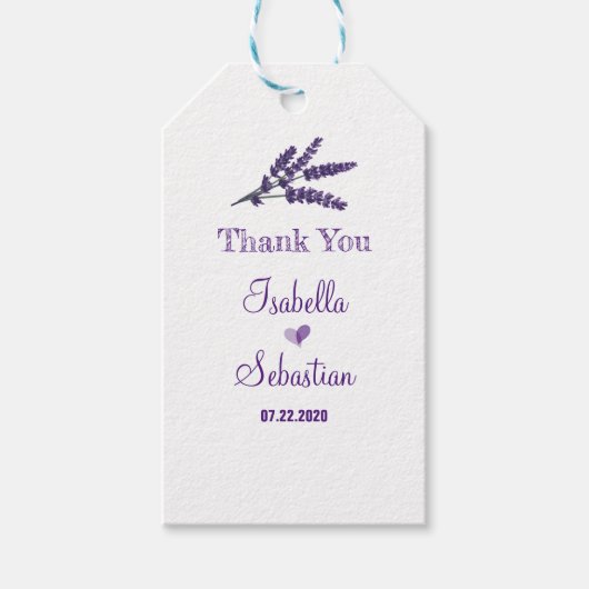 エレガント薄紫結婚の花 ギフトタグ (正面)