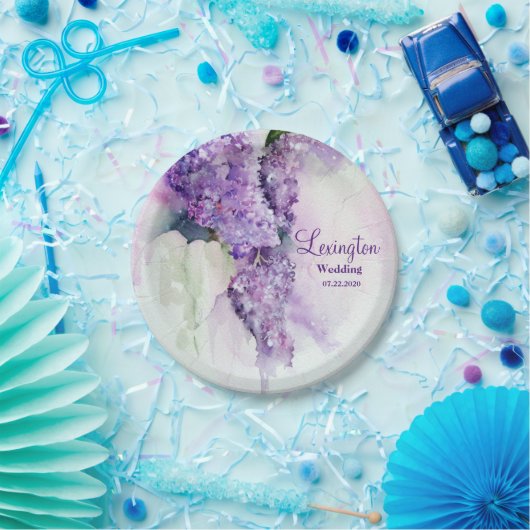 エレガント薄紫結婚の花 ペーパープレート (パーティー)