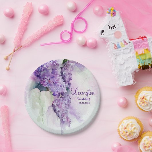 エレガント薄紫結婚の花 ペーパープレート (パーティー)