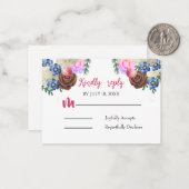 エレガント薄紫結婚フローラの返信カード ノートカード (正面/裏面インサイチュ)