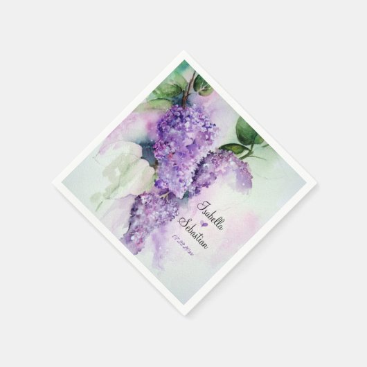 エレガント薄紫花結婚の紙ナプキンス スタンダードカクテルナプキン (角)