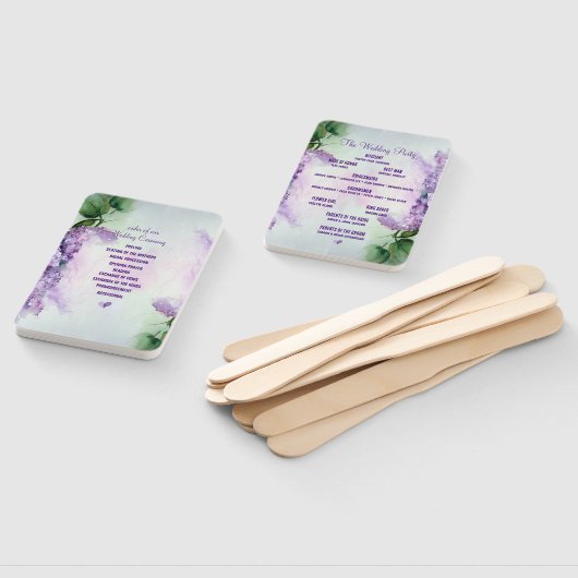 エレガント薄紫花結婚式 プログラム ハンドファン (組立なし)