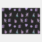 エレガント薄紫花黒紫 ラッピングペーパーシート (正面3)