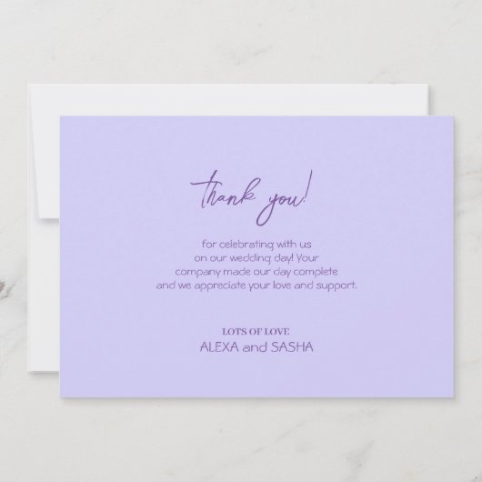 エレガント薄紫薄紫結婚の花 サンキューカード (裏面)
