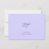 エレガント薄紫薄紫結婚の花 出欠カード (裏面)