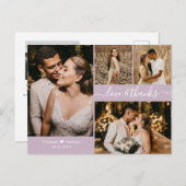 エレガント薄紫4 Photo Collage結婚's Thank You ポストカード (正面/裏面)