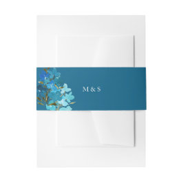 エレガント藍青フローラ水彩手色彩の鮮やか 招待状ベリーバンド