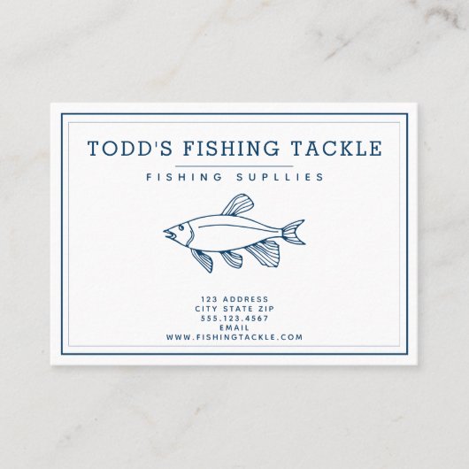 エレガント藍青航海の魚 – /魚釣り 名刺 (正面)